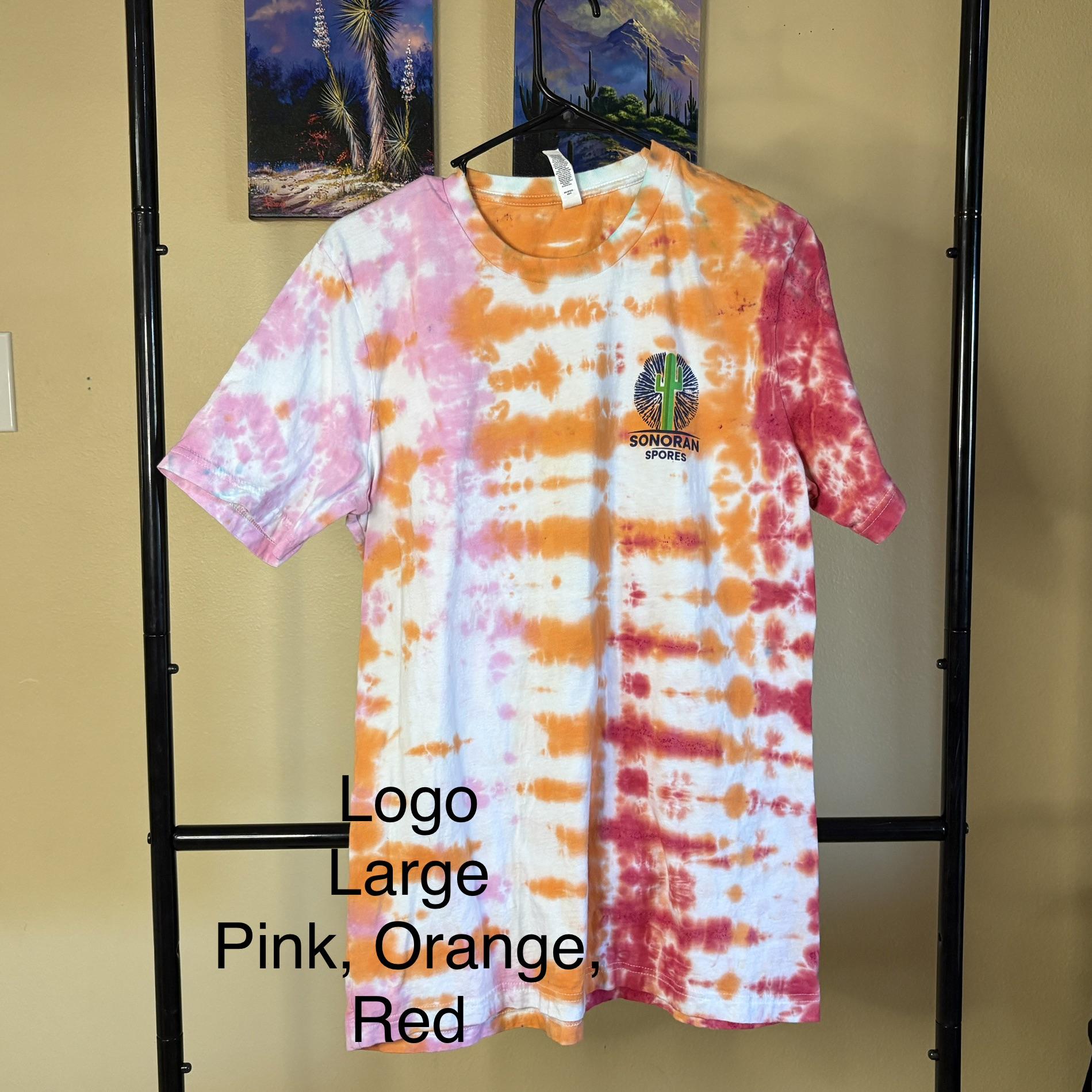 Logo T-Shirt, Size: Large, Design: Pink, Orange, Red