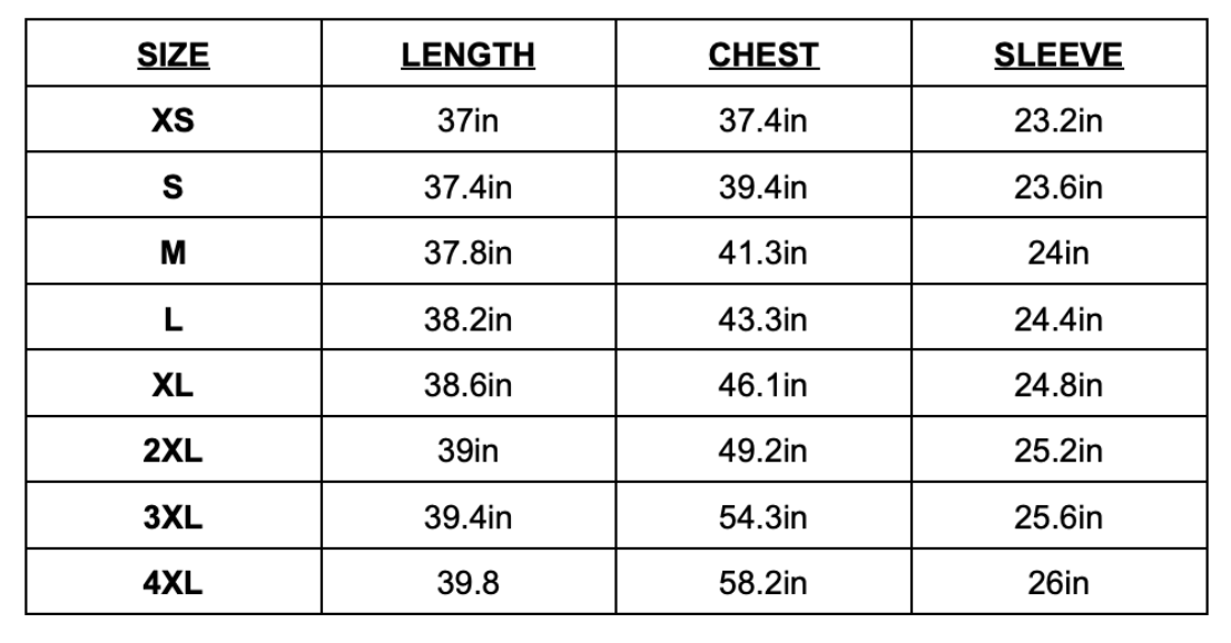 Lab Coat Size Chart
